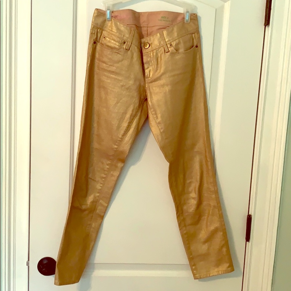 Lilly Pulitzer Worth Skinny Mini Gold Jeans